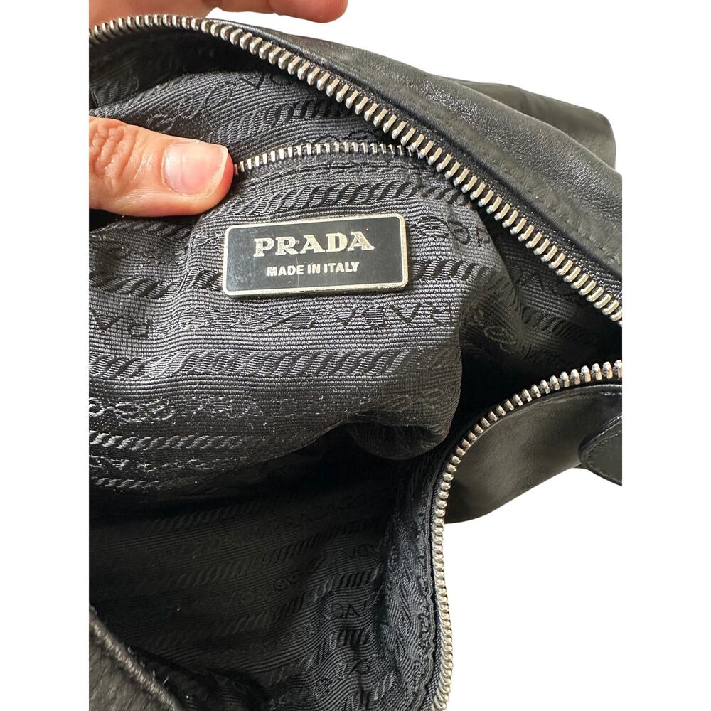 Prada Black Leather Shoulder Hobo Bag Adjustable Strap - Picture 16 of 16
